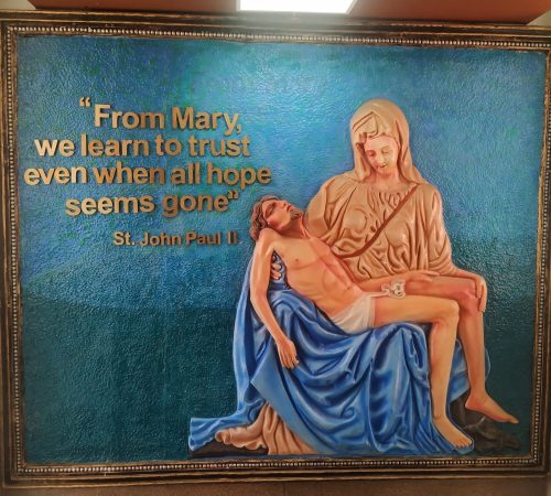 St francis school sculpture